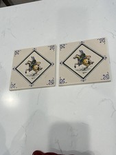 Villeroy & Boch Antique/Vintage Mettlach Equestrian Themed Tiles Set of 2 picture