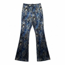 Tiger Mist Flare Pants XS Blue Snakeskin Print High Waisted Bell Bottom Edgy picture