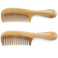 Onedor Handmade 100% Natural Green Sandalwood Hair Detangler Wooden Combs picture