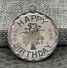 Vintage Danecraft Sterling Silver 925 Happy Birthday Engraved Charm Or Pendant picture