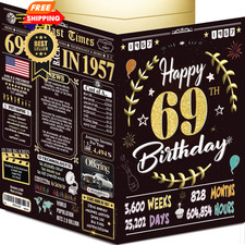 69th Birthday Card for Women Men - Back In 1957 Black & Gold - 69 1957, GOLD picture