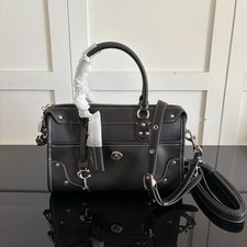 NWT CFN69 Rhyder Satchel 24 Black Smooth Leather picture