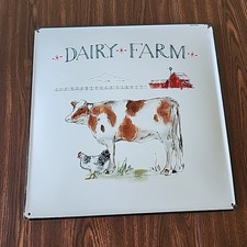 VTG Porcelain On Steel Sign Dairy Farm By Anne Tavoletti Very Good 14