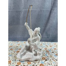 VTG 70s-80s Blanc De Chine Porcelain Fisherman Figurine Decorative Sculpture picture