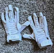 NXTRND G1 Football Gloves XL White Pair, Silicone Grip, Hook & Loop Strap, kids picture