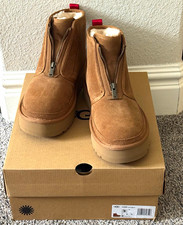 UGG Neumel Platform Zip Women’s Ankle Boots Brown Suede US 9 EU 40 picture