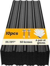 10 Pack Corrugated Metal Roofing Panels 45.28X17.72In, Black picture