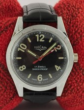 Vintage Vulcain Hand-Winding Black Dial Men's Wristwatch 