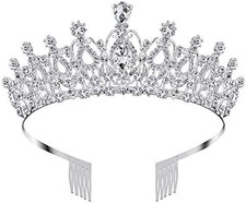 Tiara and Crown for Women Silver Rhinestone Birthday Headband Princess Tiaras fo picture
