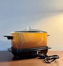 Vintage West Bend 5275 Electric Slow Cooker Orange Brown USA Glass Lid picture
