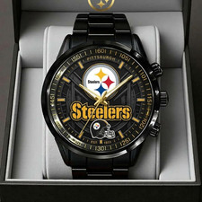 Pittsburgh Steelers Black Stainless Steel Watch Football Fan Gift TN2000 picture