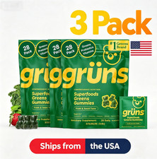 3pc Grüns Super Greens Gummies Multivitamin Superfood Gummy Bears 28 Packs- picture