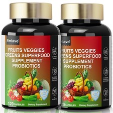 2Pack 70 Super Fruits and Veggies Supplement with Probiotics, Non-GMO 240 Caps picture