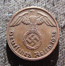 OLD COIN OF THIRD REICH NAZI GERMANY 1 REICHSPFENNIG 1938 BERLIN picture