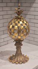 Vintage JOHN RICHARD HOLLYWOOD REGENCY  Glass Gold Checkered Orb sculpture picture