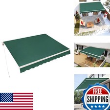 MCombo 9.9x7.8ft Manual Retractable Patio Awning Sunshade Green picture