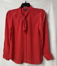 NWT J. Crew Womens Long Sleeved Button Front Neck Tie Top Blouse Shirt Size 8 picture