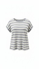 Bobeau Women's 1X Striped Top White Blue Hi-Low Hem Side Slits Casual picture