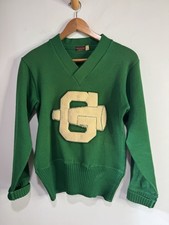 Vintage Wilson Football Cheerleading Sweater Athletic Made In USA 60s 70s Green picture