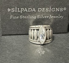 VTG Rare Retired Silpada Sterling Silver Marquise CZ Statement Ring R1293 Size 6 picture