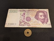 Italy 1992 Bernini 50,000 Lire Banknote, Collector's Old Currency, As-Is picture