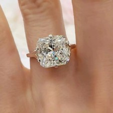 4.25Ct Lab Created Radiant Cut Diamond 14K White Gold FN Engagement Wedding Ring picture