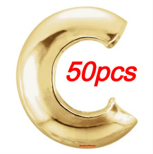 50pcs TINY 3mm OD SOLID 14k Yellow Gold Crimp Bead End Covers Cover USA MADE picture