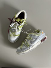 Nike Dunk Low Off-White Lot 08 Gray White Volt Low Top Leather Sneakers picture