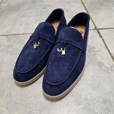 Loro Piana Summer Charm Walk Women’s EU 37 UK 4 US 7 Navy Blue Loafer Shoes picture