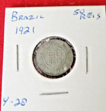 Foreign Coin     BRAZIL  1921  50 Reis  Nice Circulated  coin picture