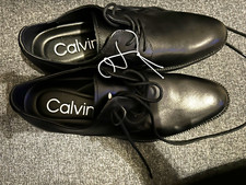 Calvin Klein Women’s Black Leather Oxford Pointed Toe Block Heel Lace Up 7.5 picture