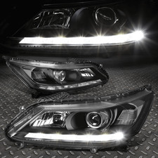 FOR 2013-2015 HONDA ACCORD PAIR BLACK CLEAR PROJECTOR HEADLIGHT/LAMP W/LED DRL picture