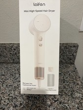 NEW Laifen Mini High-Speed Hair Dryer Seashell White 110K RPM w/ Bag Nozzle picture