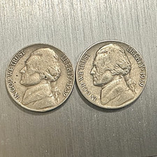 1939-D and 1939-S Key Jefferson Nickels Average Circulated (Stock Photo) CHRC picture