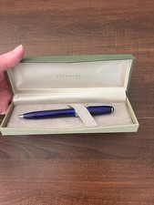 Levenger Royal Blue Ballpoint Pen with Silver Trim And Original Box Twist Open picture