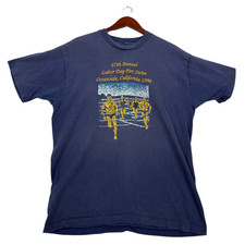 Vintage 1996 Oceanside CA Labor Day Pier Swim T Shirt USA Heavy Cotton Blue picture