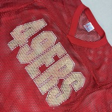 Vintage Garan San Francisco 49ers Red Mesh Crop Top Football Jersey Made In USA picture