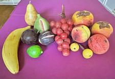 Vintage Italian Stone Alabaster Fruit Persimmons Red Grapes Figs Marble 12 Lbs picture