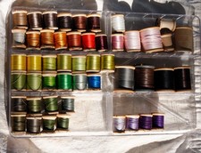 Lot of 49 vintage wood spools with thread Corticelli Coats & Clark’s Talon +More picture