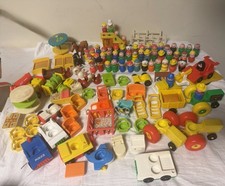 Vintage 60s - 80s Fisher-Price Little People Lot Of 130+ Pieces Figures Cars picture