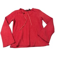 Express Jeans Womens Medium Red Fleece Tie Neck Pullover Y2K Preppy Cozy Vintage picture