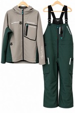 Whitewater Tamer Fishing Softshell Jacket & Bibs Set XXL Gray Green Waterproof picture