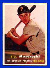 1957 TOPPS #24 BILL MAZEROSKI PITTSBURGH PIRATES CARD -- VG / VG EX picture