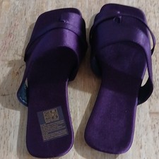 Temu Women’s Purple Satin Slide Sandals Slip-On Strappy Wedge US 10 picture