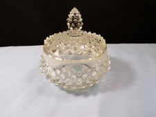 Fenton French Opalescent Glass Hobnail Dresser Vanity Puff Box picture