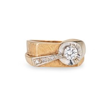 70s Vintage Diamond Shooting Star Ring Sz 5 Band 14k Gold Celestial Jewelry picture