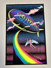 Vintage 1970's Led Zeppelin Stairway To Heaven Flocked Velvet Blacklight Poster  picture