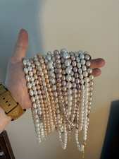 JUST PEARLS 100% Genuine Fresh-Water-Cultured Handmade Pearl Necklaces Under $50 picture