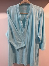 Chicos Size 4 Cotton Slub Tunic Top Turquoise  3/4 Sleeve picture