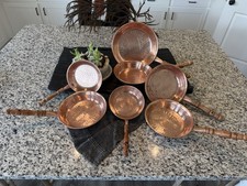 IMMACULATE Vintage Hammered Copper Pans Set Of 7 picture